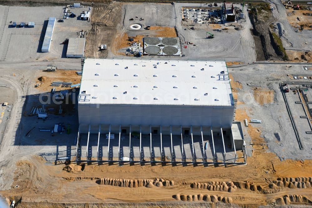 Sandersdorf from above - New building - construction site on the paper factory premises of Progroup AG in Sandersdorf in the state Saxony-Anhalt, Germany