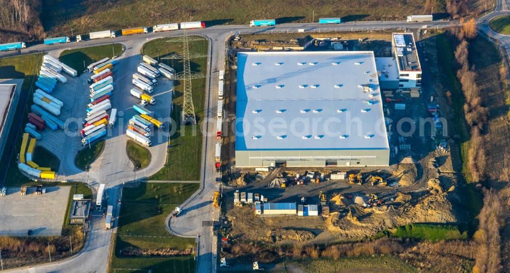 Werne from above - New building - construction site on the factory premises Raiffeisenstrasse corner Carl-Zeiss-Strasse in the district Wahrenbrink in Werne in the state North Rhine-Westphalia, Germany