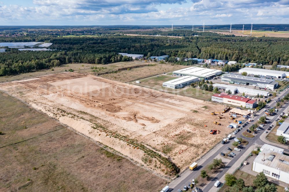 Aerial image Eberswalde - New building - construction site on the factory premises timpla by Renggli in Eberswalde in the state Brandenburg, Germany