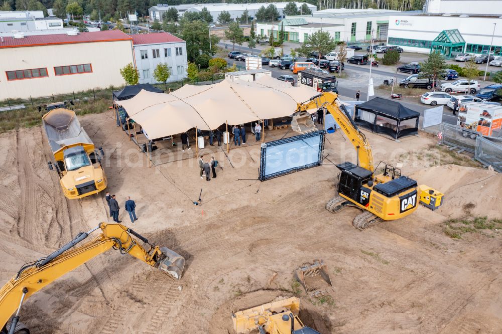 Aerial photograph Eberswalde - New building - construction site on the factory premises timpla by Renggli in Eberswalde in the state Brandenburg, Germany