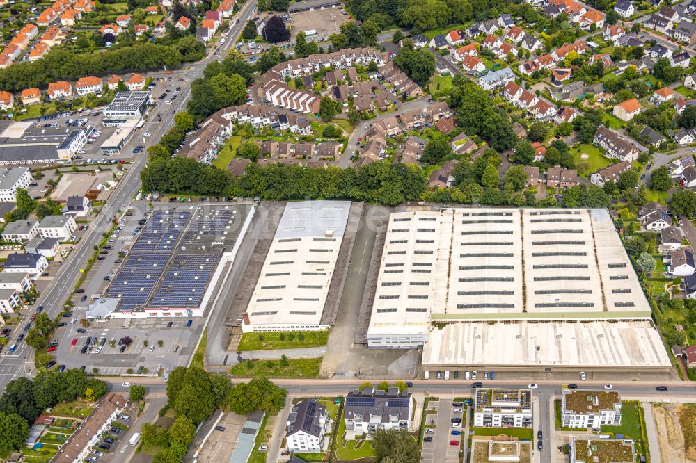 Aerial image Soest - New construction - construction site at the buildings and production halls of the Umarex GmbH factory premises on Clevische Strasse in Soest in the state of North Rhine-Westphalia, Germany