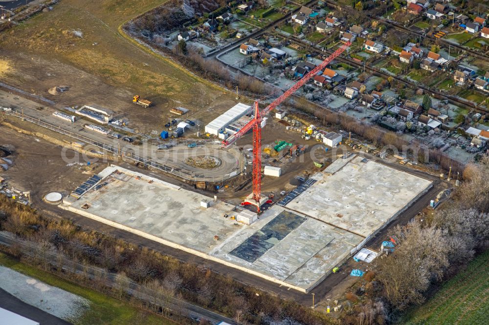 Bochum from above - New building - construction site of buildings and production halls of the central kitchen of the St. Elisabeth Group and Catholic Clinic Bochum on Salzstrasse in Bochum at Ruhrgebiet in the state North Rhine-Westphalia, Germany