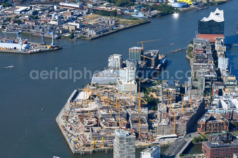 Aerial photograph Hamburg - Construction site for the new building complex of the shopping center at Ueberseequartier at Chicagokai - Osakaallee in the area of the former Grasbrooks in the Hafencity district in Hamburg, Germany