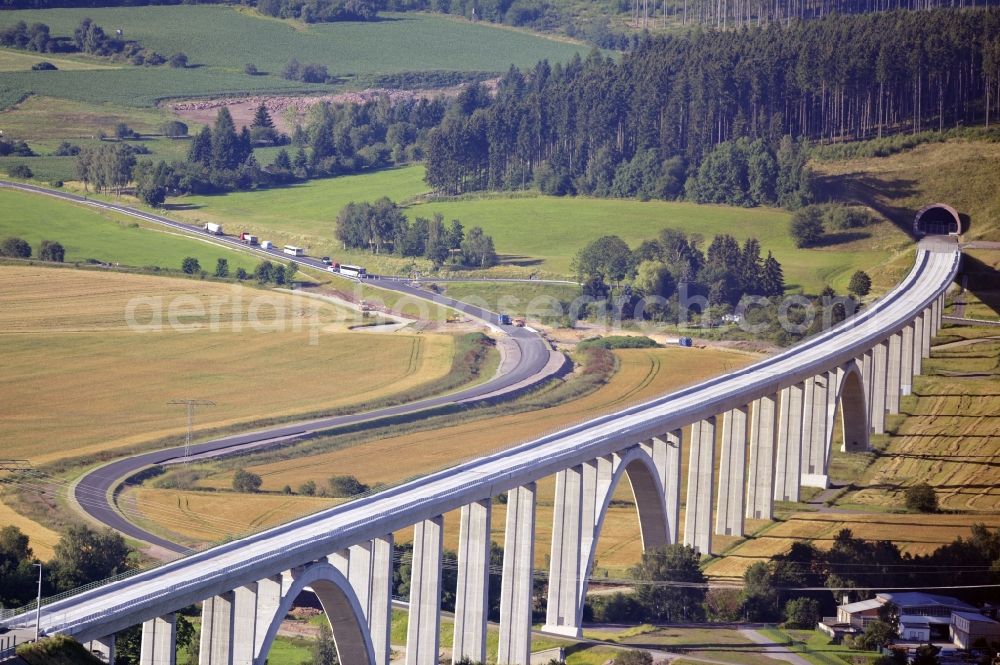 Aerial image Wümbach - 23/07/2012 Construction site of viaduct Wümbach railway in Thuringia