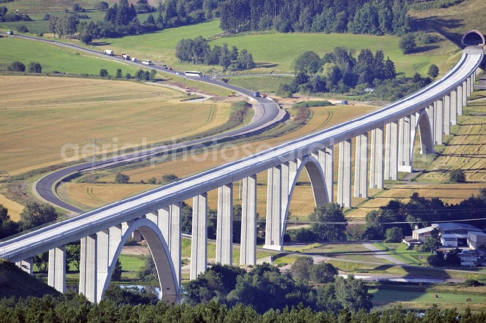 Aerial photograph Wümbach - 23/07/2012 Construction site of viaduct Wümbach railway in Thuringia