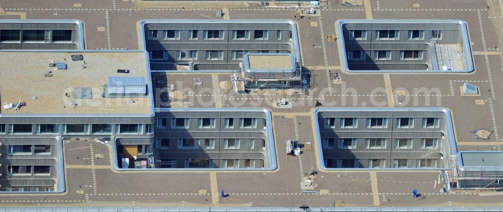 Aerial image Berlin - Construction site for the construction of a new library of small departments and a scientific library of the Free University ( FU ) at Fabeckstrasse in Berlin Dahlem