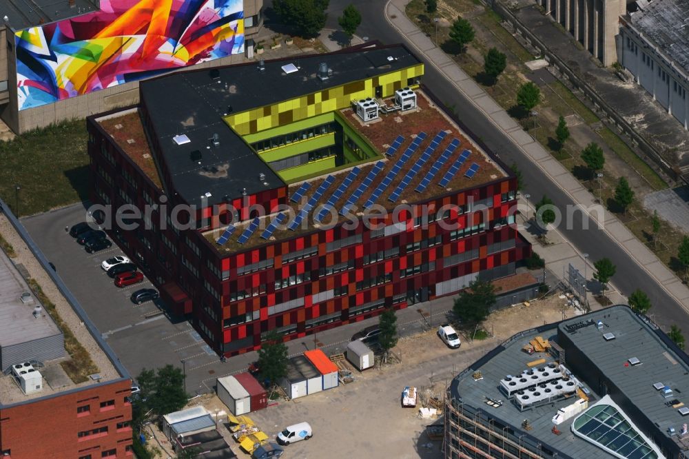 Leipzig from above - Construction of the BioCube at the BIO CITY LEIPZIG at the site of the old fairground in Leipzig in Saxony