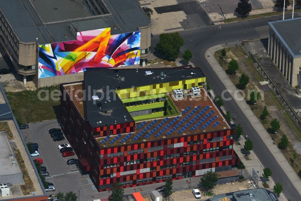 Aerial photograph Leipzig - Construction of the BioCube at the BIO CITY LEIPZIG at the site of the old fairground in Leipzig in Saxony