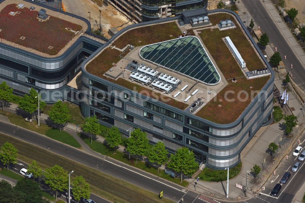 Leipzig from above - Construction of the BioCube at the BIO CITY LEIPZIG at the site of the old fairground in Leipzig in Saxony