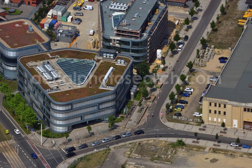 Aerial photograph Leipzig - Construction of the BioCube at the BIO CITY LEIPZIG at the site of the old fairground in Leipzig in Saxony