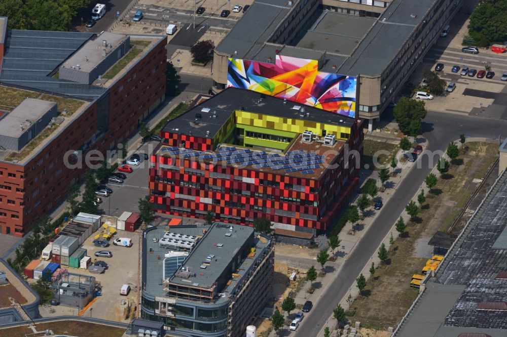 Leipzig from above - Construction of the BioCube at the BIO CITY LEIPZIG at the site of the old fairground in Leipzig in Saxony