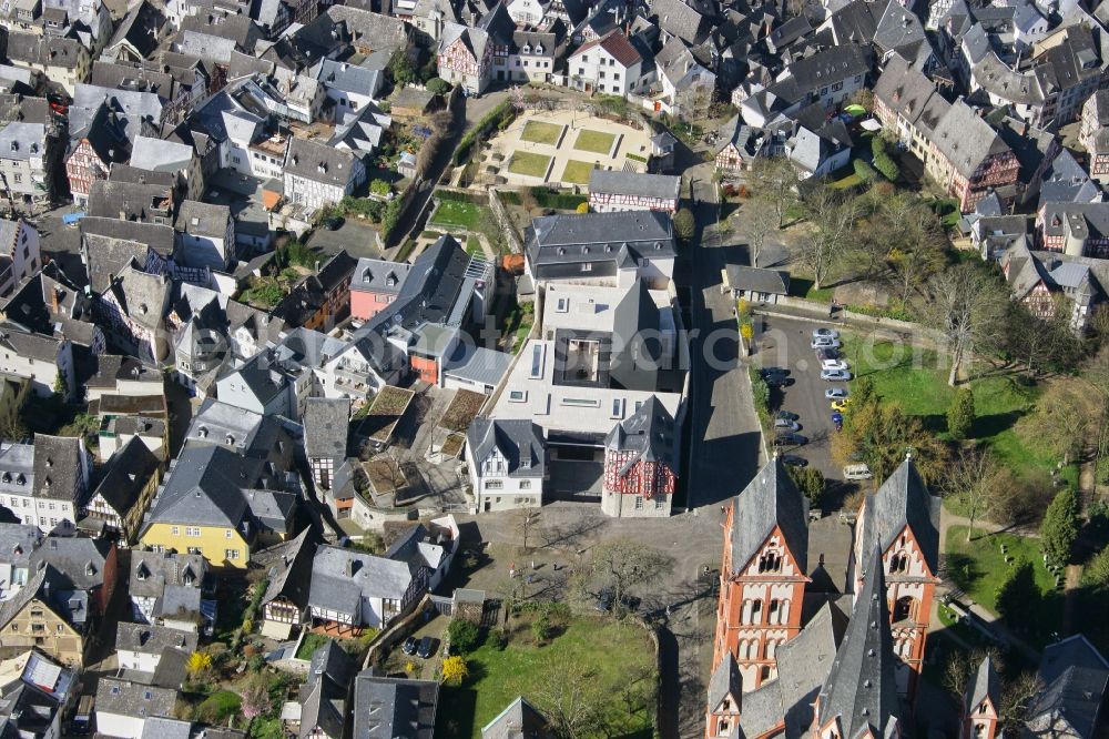 Limburg an der Lahn from above - Construction of the episcopal residence at the Cathedral of Limburg in Limburg in Hesse