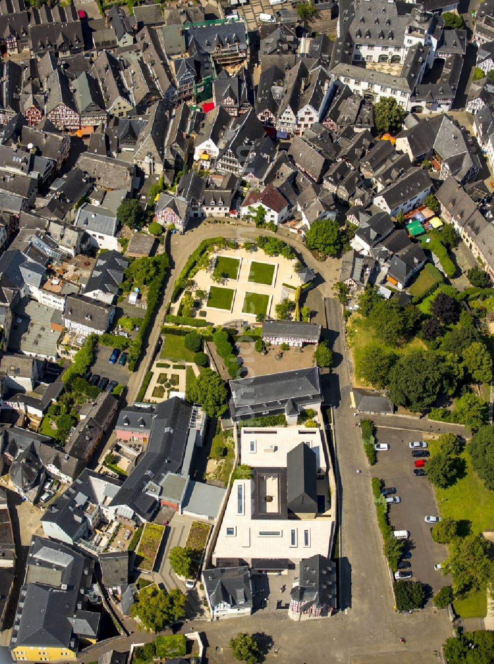 Aerial photograph Limburg an der Lahn - Construction of the Episcopal residence at the Cathedral Square in Limburg an der Lahn in Hesse