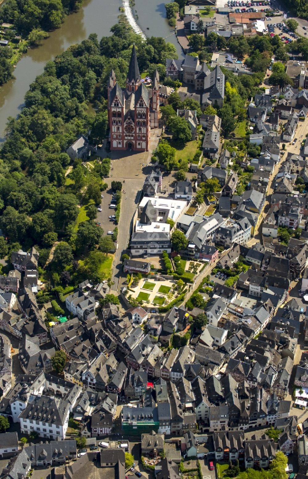 Aerial image Limburg an der Lahn - Construction of the Episcopal residence at the Cathedral Square in Limburg an der Lahn in Hesse