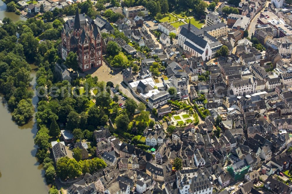 Limburg an der Lahn from the bird's eye view: Construction of the Episcopal residence at the Cathedral Square in Limburg an der Lahn in Hesse