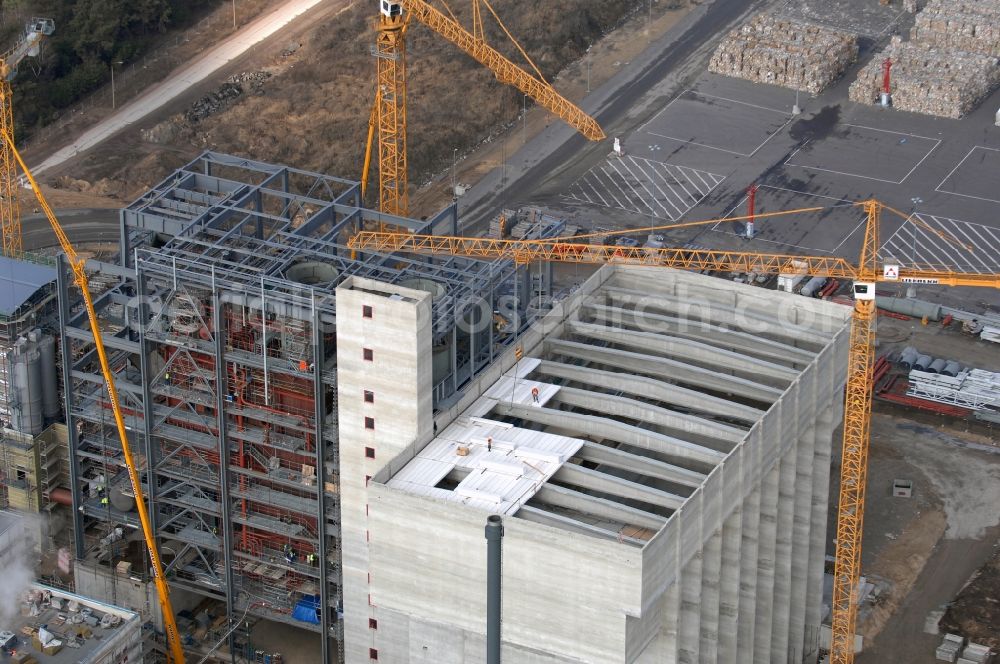 Aerial photograph Eisenhüttenstadt - Construction site of Power station plants of the combined heat and power station - regional heat of Propower GmbH on Oderlandstrasse in Eisenhuettenstadt in the state Brandenburg, Germany