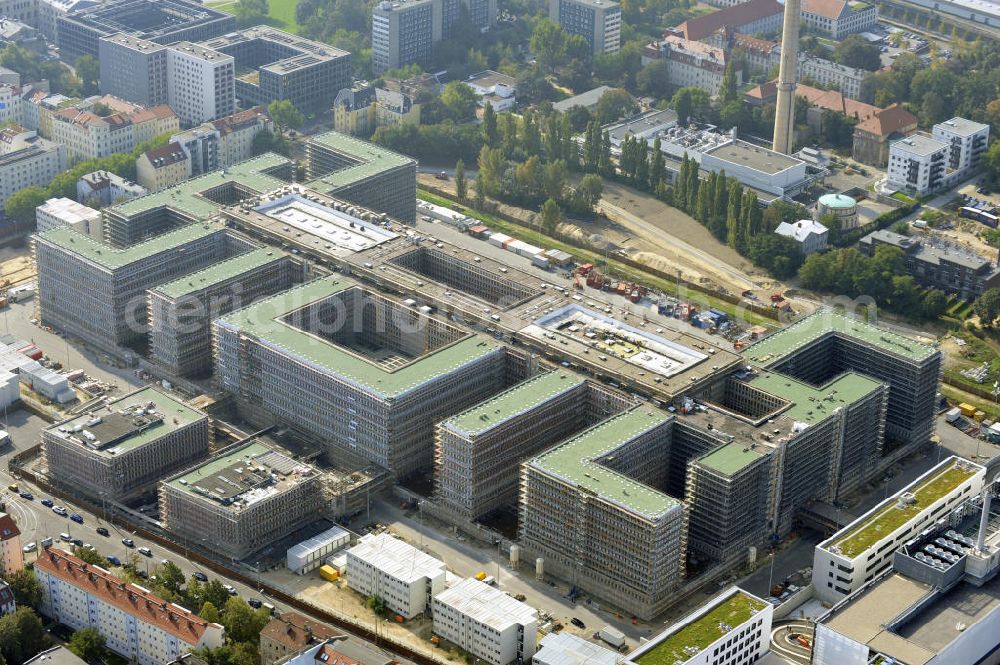 Aerial photograph Berlin Mitte - Construction site of the new build Federal Intelligence Service BND at the street Chausseestrasse in Berlin