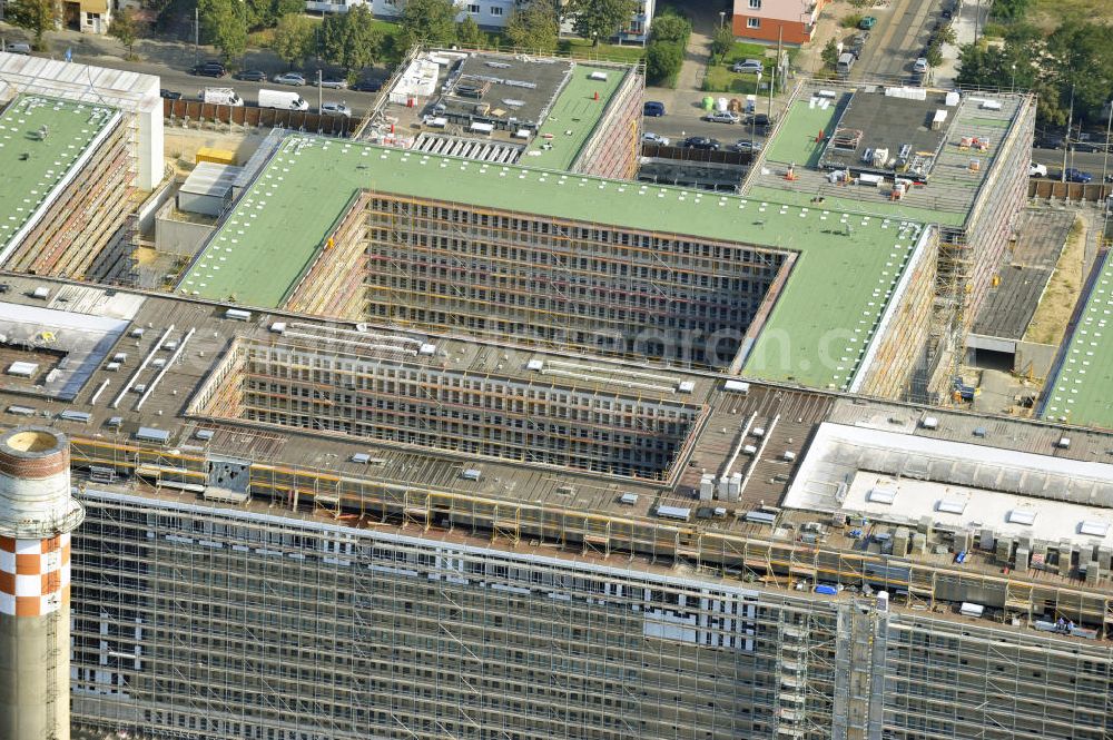 Berlin Mitte from the bird's eye view: Construction site of the new build Federal Intelligence Service BND at the street Chausseestrasse in Berlin