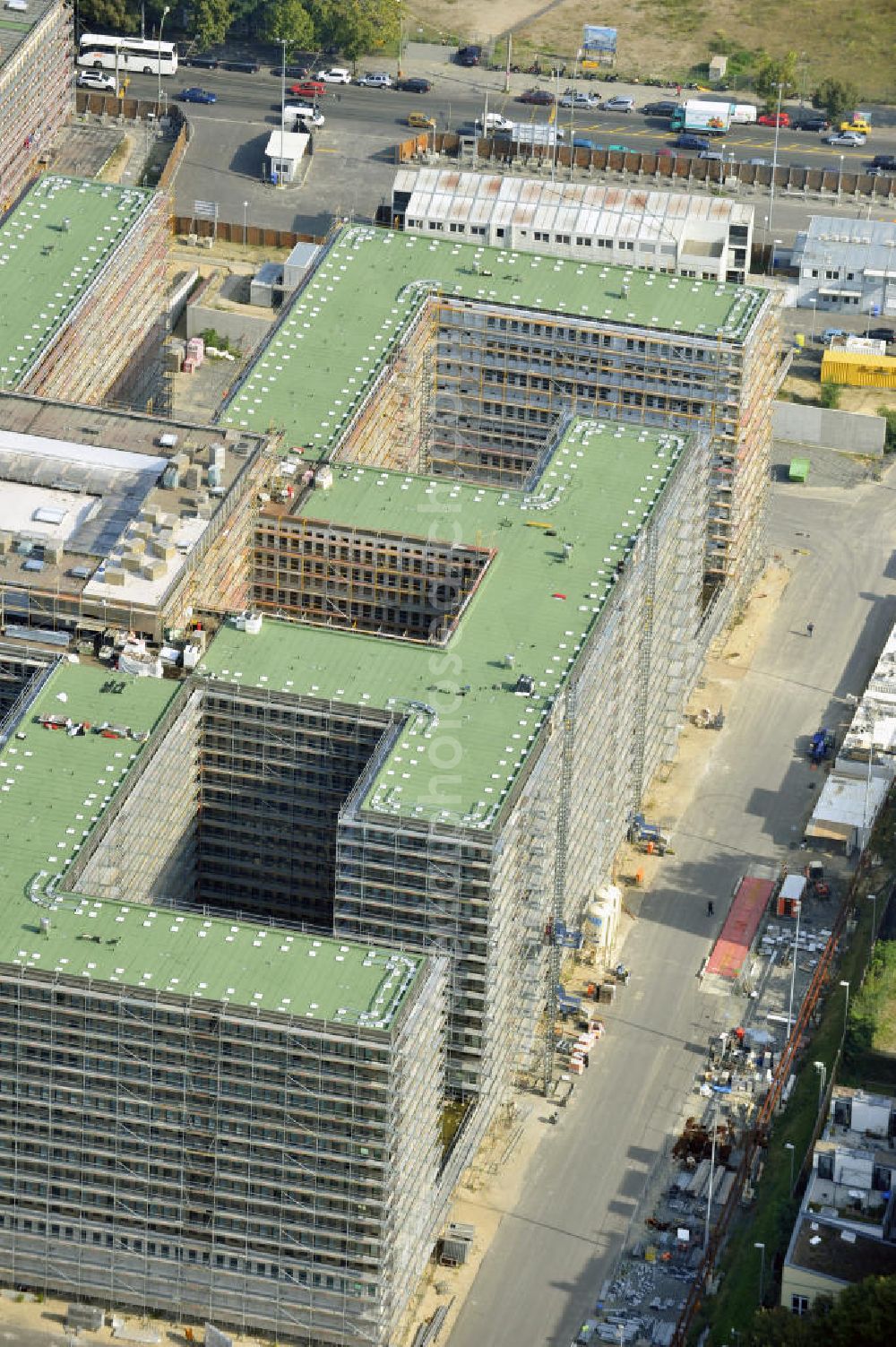 Aerial image Berlin Mitte - Construction site of the new build Federal Intelligence Service BND at the street Chausseestrasse in Berlin