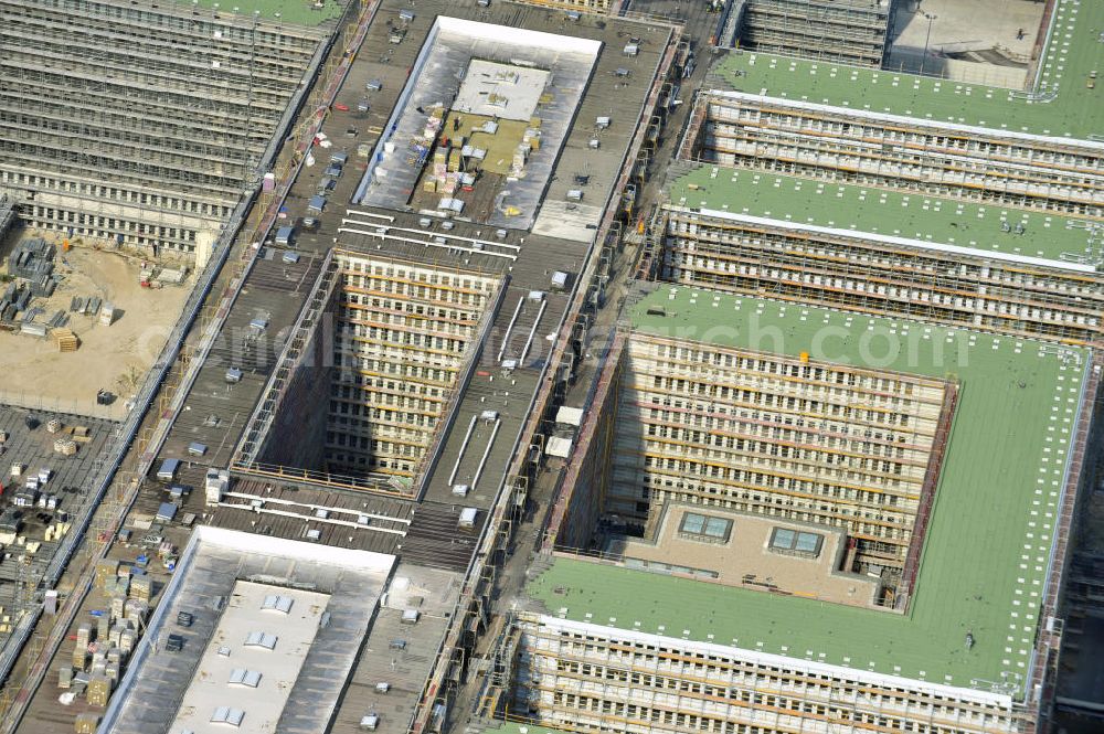 Aerial image Berlin Mitte - Construction site of the new build Federal Intelligence Service BND at the street Chausseestrasse in Berlin