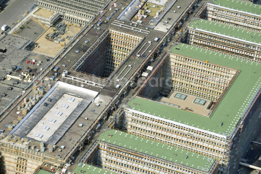 Aerial photograph Berlin Mitte - Construction site of the new build Federal Intelligence Service BND at the street Chausseestrasse in Berlin