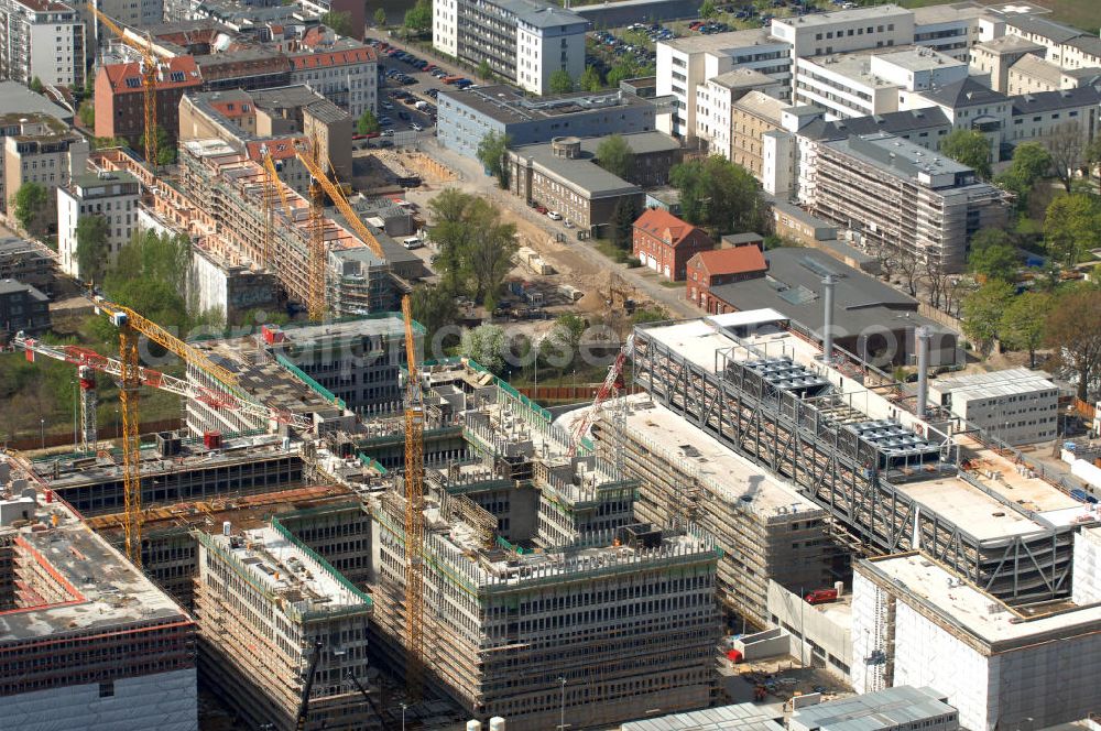 Berlin Mitte from the bird's eye view: Construction site of the new build Federal Intelligence Service BND at the street Chausseestrasse in Berlin