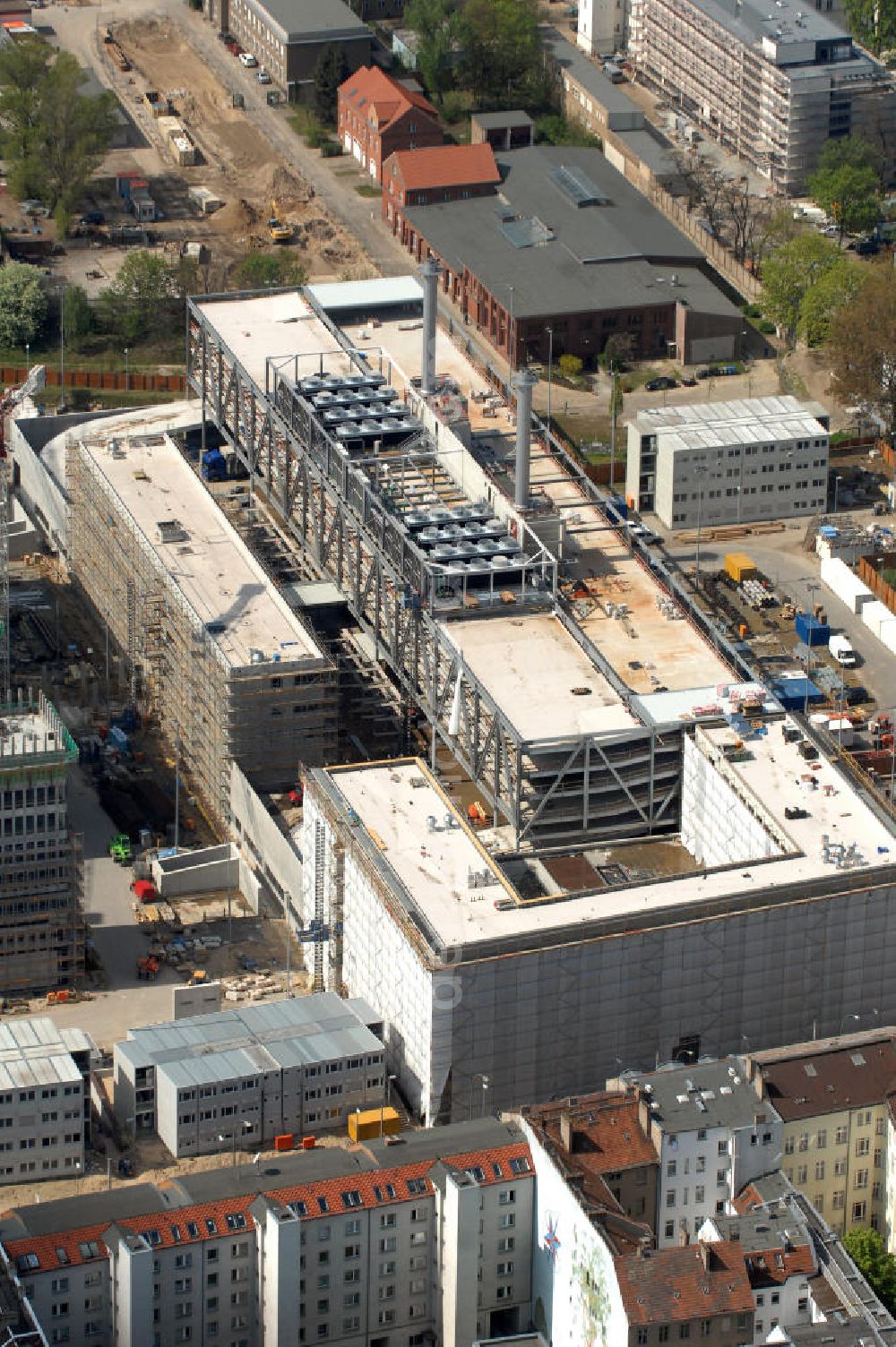 Aerial image Berlin Mitte - Construction site of the new build Federal Intelligence Service BND at the street Chausseestrasse in Berlin