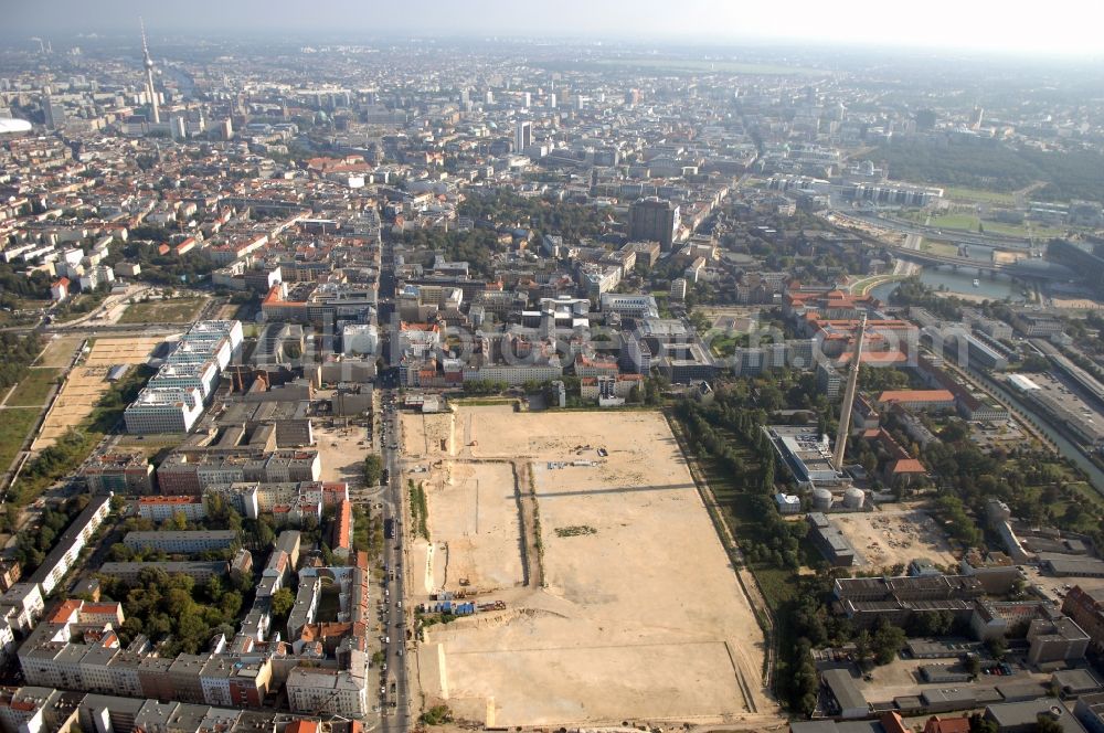 Aerial image Berlin - Construction of BND headquarters on Chausseestrasse in the Mitte district of the capital Berlin