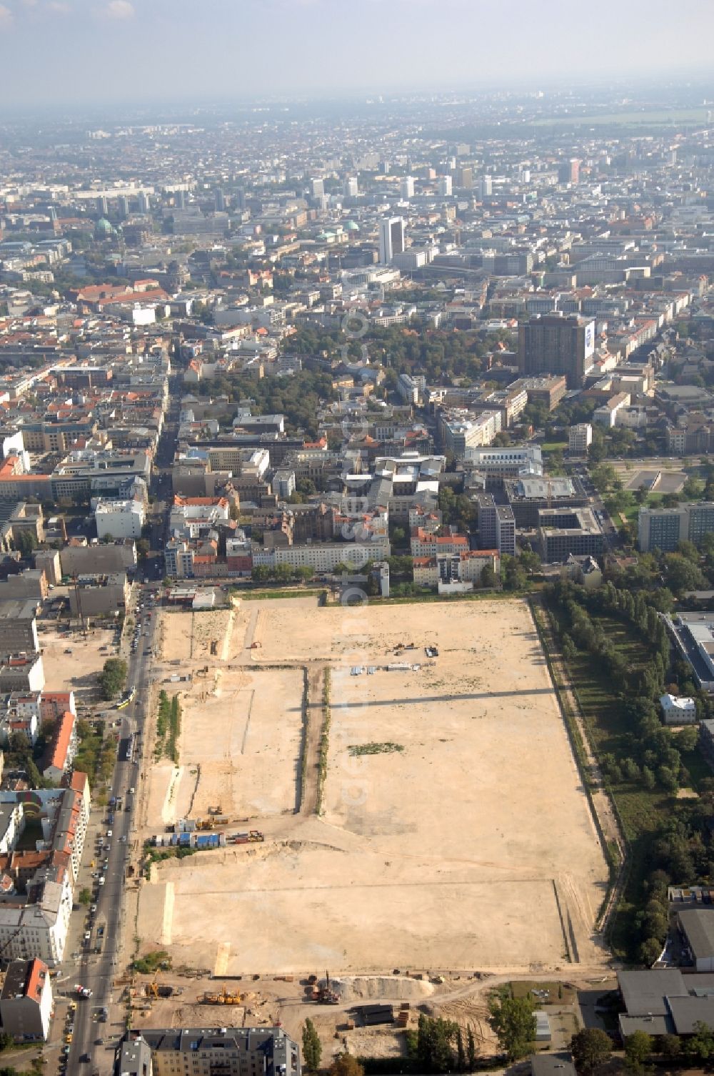 Berlin from above - Construction of BND headquarters on Chausseestrasse in the Mitte district of the capital Berlin