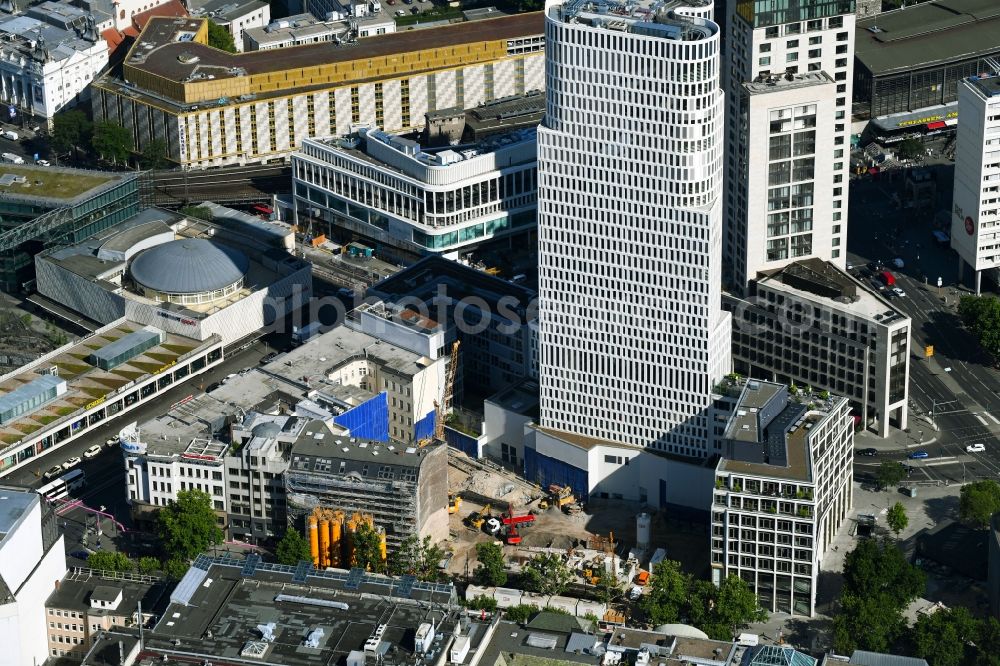 Berlin from the bird's eye view: Construction site to build a new office and commercial building on Gelaende the formerly Gloria Palast on Kurfuerstendonm in the district Charlottenburg in Berlin, Germany