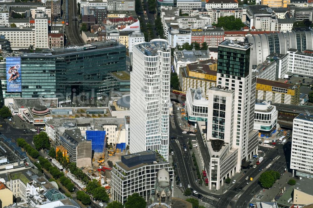 Aerial image Berlin - Construction site to build a new office and commercial building on Gelaende the formerly Gloria Palast on Kurfuerstendonm in the district Charlottenburg in Berlin, Germany