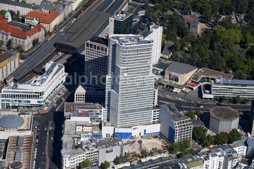 Berlin from above - Construction site to build a new office and commercial building on Gelaende the formerly Gloria Palast on Kurfuerstendonm in the district Charlottenburg in Berlin, Germany