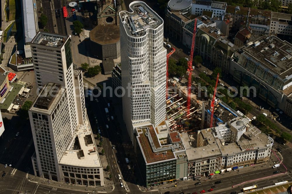 Berlin from above - Construction site to build a new office and commercial building on Gelaende the formerly Gloria Palast on Kurfuerstendonm in the district Charlottenburg in Berlin, Germany