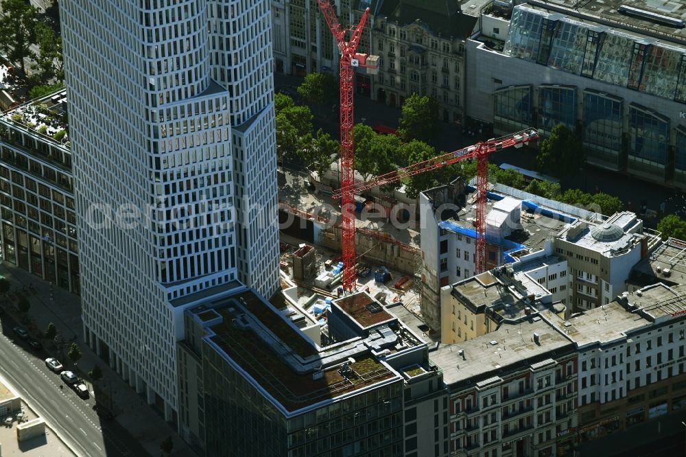 Aerial image Berlin - Construction site to build a new office and commercial building on Gelaende the formerly Gloria Palast on Kurfuerstendonm in the district Charlottenburg in Berlin, Germany