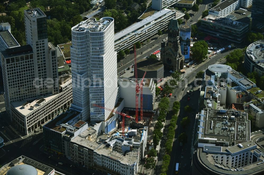 Aerial image Berlin - Construction site to build a new office and commercial building on Gelaende the formerly Gloria Palast on Kurfuerstendonm in the district Charlottenburg in Berlin, Germany