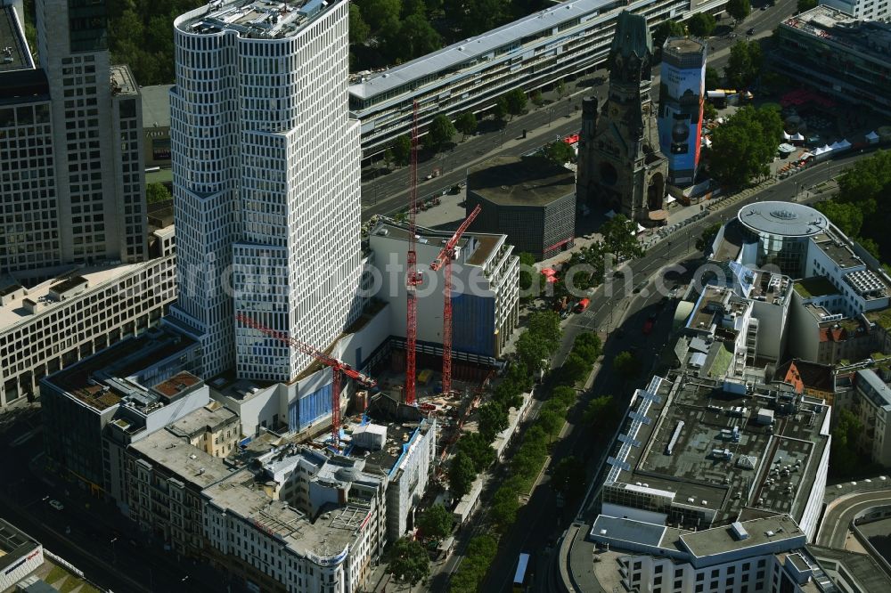 Aerial photograph Berlin - Construction site to build a new office and commercial building on Gelaende the formerly Gloria Palast on Kurfuerstendonm in the district Charlottenburg in Berlin, Germany