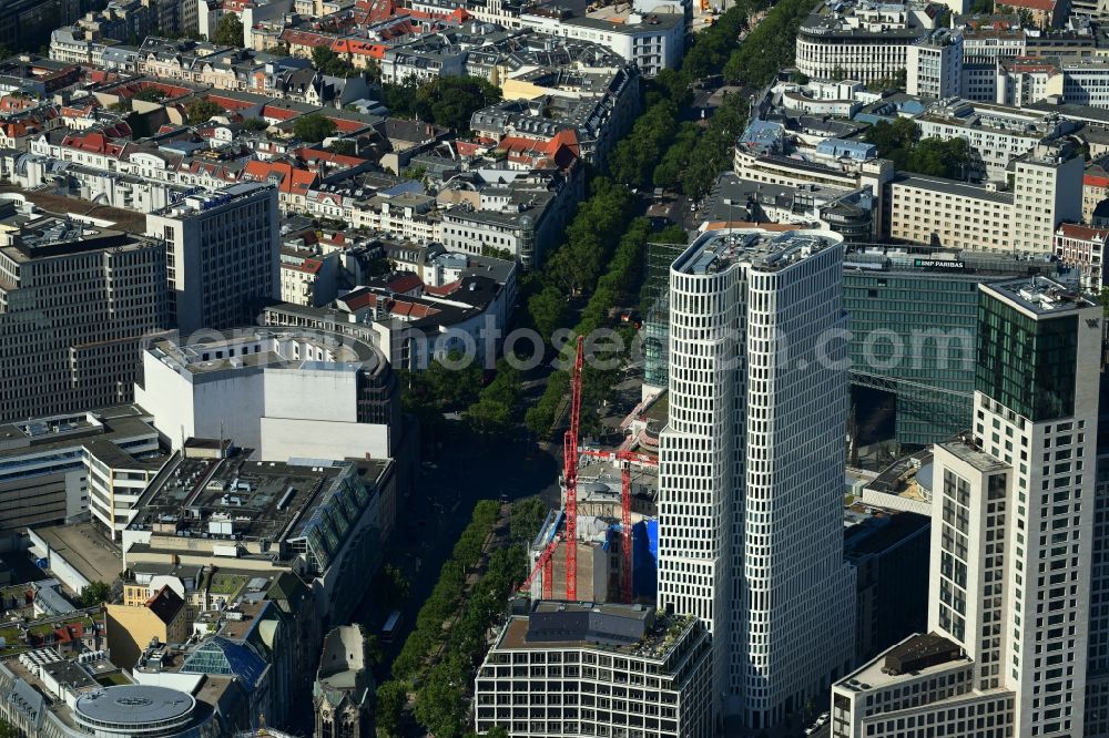 Aerial photograph Berlin - Construction site to build a new office and commercial building on Gelaende the formerly Gloria Palast on Kurfuerstendonm in the district Charlottenburg in Berlin, Germany