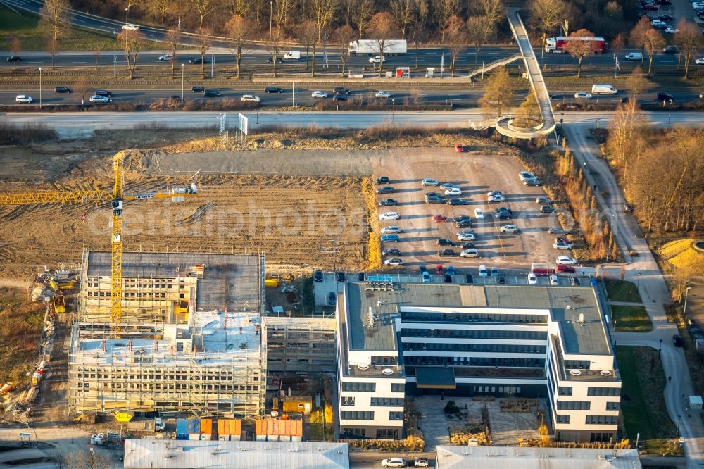 Aerial image Dortmund - Construction site to build a new office and commercial building of adesso AG on Stockholmer Allee in Dortmund in the state North Rhine-Westphalia, Germany