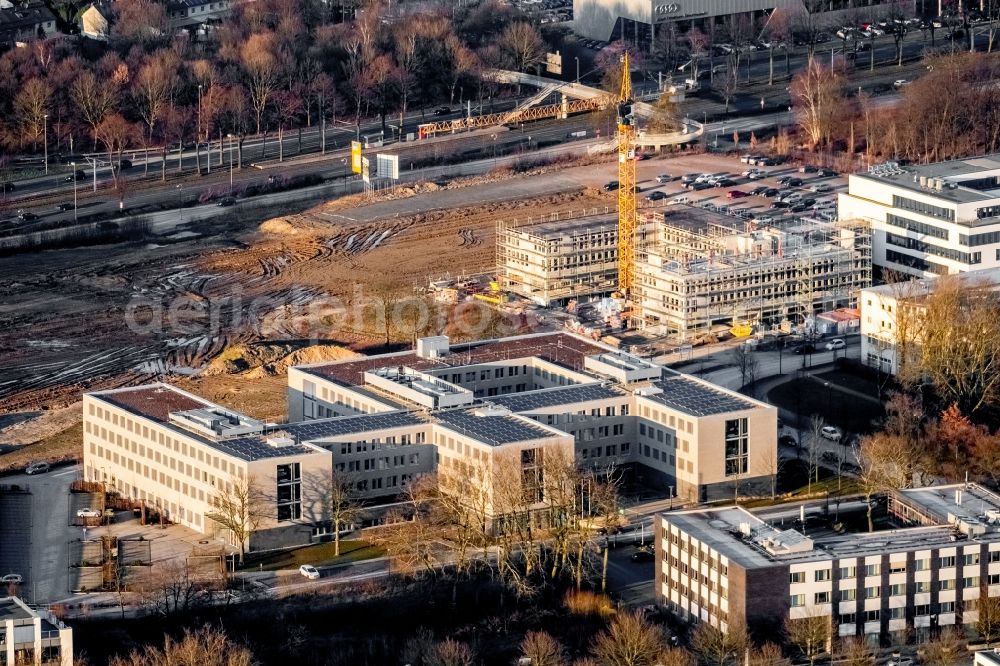 Aerial photograph Dortmund - Construction site to build a new office and commercial building of adesso AG on Stockholmer Allee in Dortmund in the state North Rhine-Westphalia, Germany