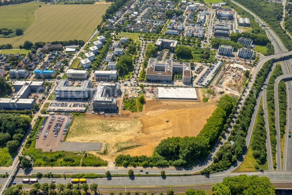 Aerial photograph Dortmund - Construction site to build a new office and commercial building of adesso AG on Stockholmer Allee in Dortmund in the state North Rhine-Westphalia, Germany