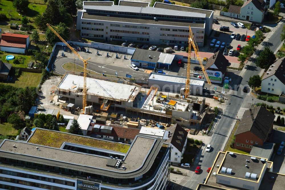 Aerial photograph Wolfsburg - Construction site to build a new office and commercial building on Alessandro-Volta-Strasse in Wolfsburg in the state Lower Saxony, Germany