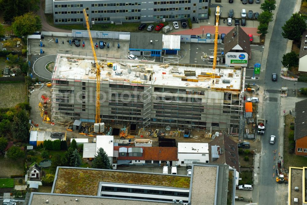 Aerial image Wolfsburg - Construction site to build a new office and commercial building on Alessandro-Volta-Strasse in Wolfsburg in the state Lower Saxony, Germany