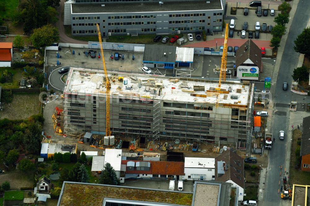 Aerial photograph Wolfsburg - Construction site to build a new office and commercial building on Alessandro-Volta-Strasse in Wolfsburg in the state Lower Saxony, Germany