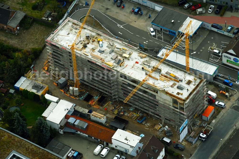 Wolfsburg from above - Construction site to build a new office and commercial building on Alessandro-Volta-Strasse in Wolfsburg in the state Lower Saxony, Germany