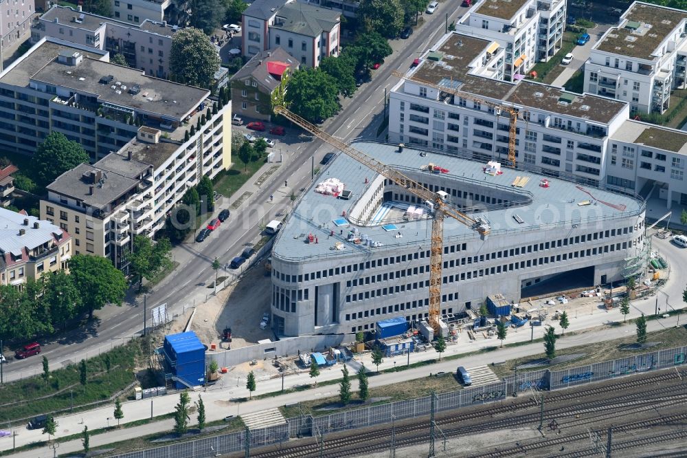 Augsburg from above - Construction site to build a new office and commercial building on Localbahnstrasse - Stettenstrasse in Augsburg in the state Bavaria, Germany