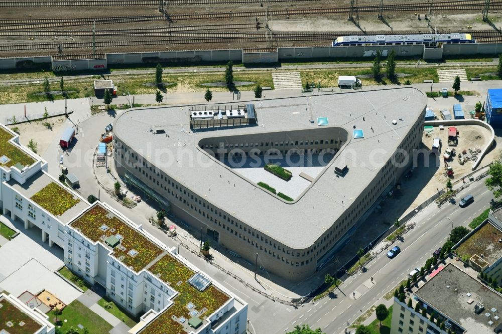 Augsburg from above - Construction site to build a new office and commercial building on Localbahnstrasse - Stettenstrasse in Augsburg in the state Bavaria, Germany