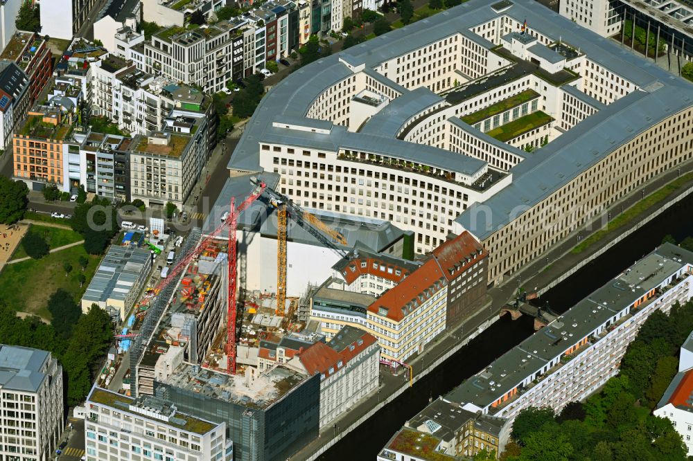 Aerial image Berlin - Construction site to build a new office and commercial building of Auswaertigen Amtes on street Kurstrasse in the district Mitte in Berlin, Germany