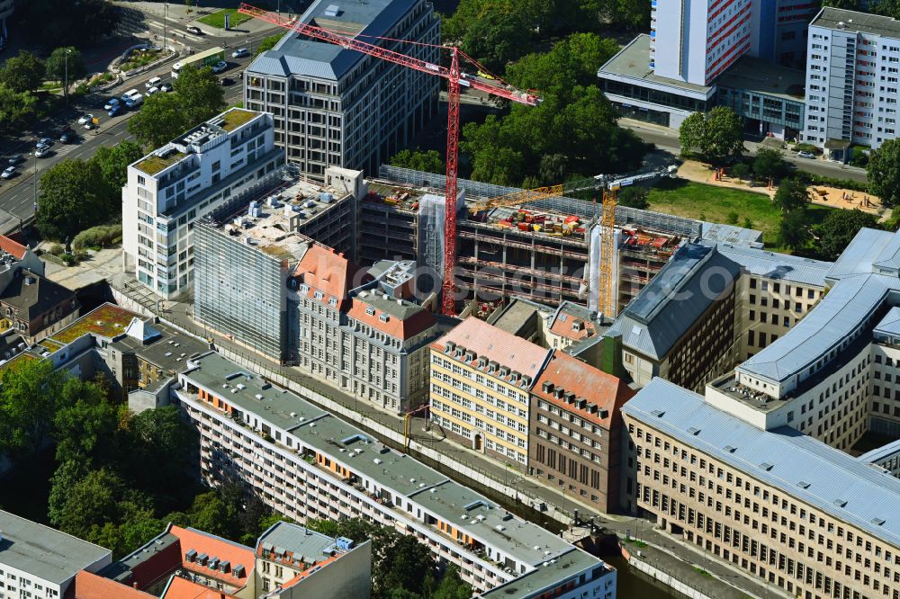 Aerial photograph Berlin - Construction site to build a new office and commercial building of Auswaertigen Amtes on street Kurstrasse in the district Mitte in Berlin, Germany