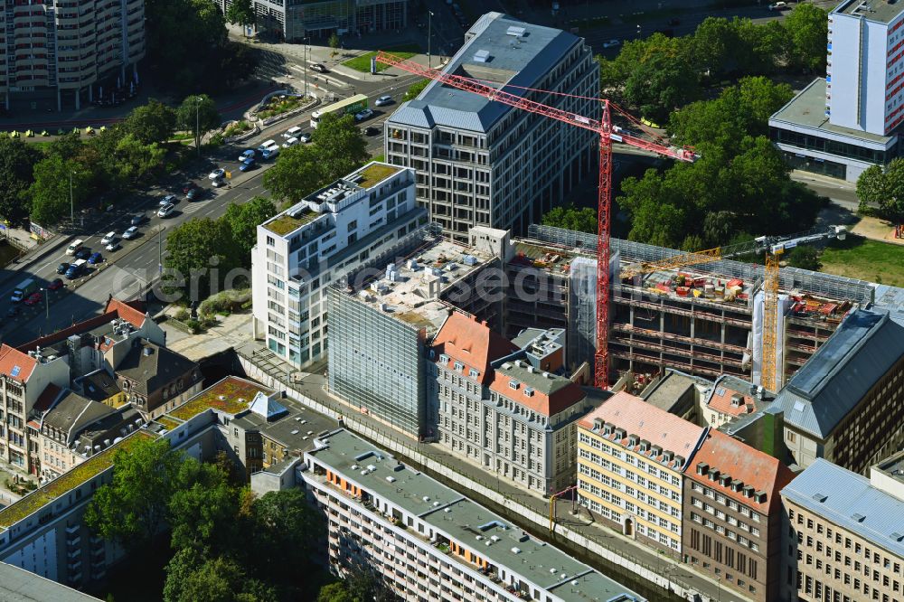 Berlin from above - Construction site to build a new office and commercial building of Auswaertigen Amtes on street Kurstrasse in the district Mitte in Berlin, Germany