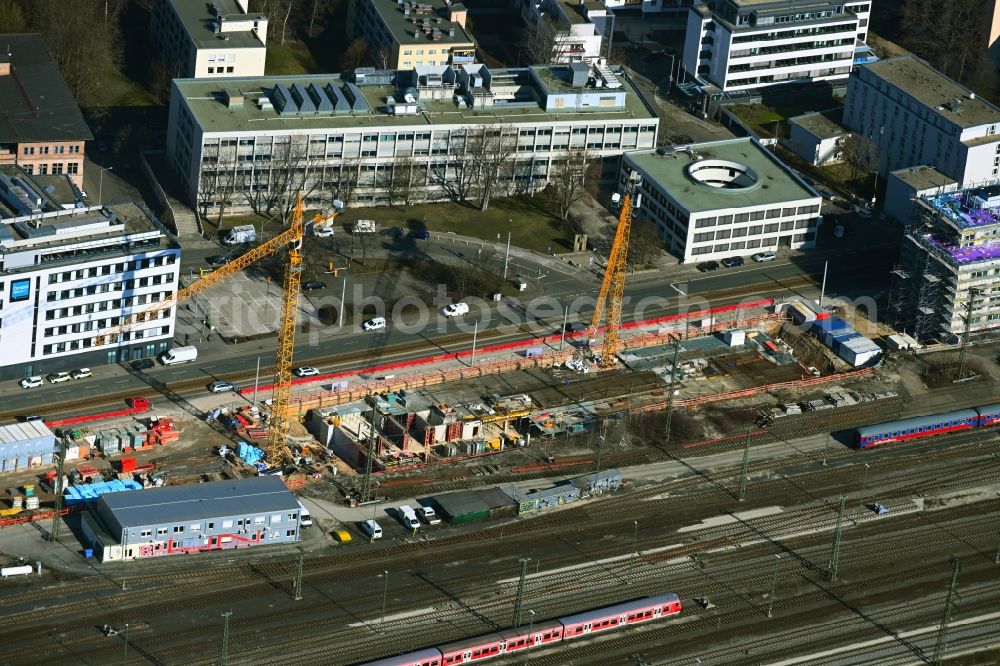 Aerial photograph Nürnberg - Construction site to build a new office and commercial building on Bahnhofstrasse in the district Marienvorstadt in Nuremberg in the state Bavaria, Germany